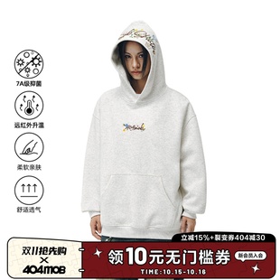 复古宽松情侣帽衫 404MOB字母花卉刺绣连帽卫衣男美式 李兰迪同款