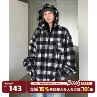 外套2025春季 衬衫 美式 子长袖 慵懒风格 404MOB磨毛加厚刺绣连帽衬衫