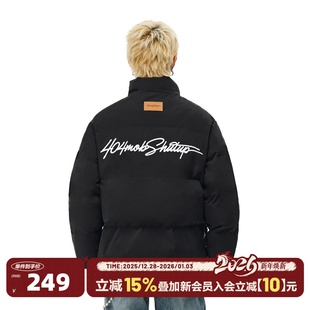 404MOB手写花体刺绣棉服外套情侣冬季 国潮防风防水休闲保暖面包服