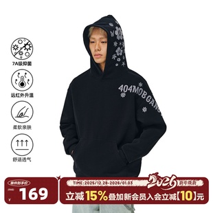 女潮 404MOB蝴蝶花卉刺绣连帽卫衣男宽松休闲情侣帽衫 徐艺洋同款