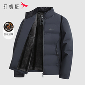 羽绒棉服保暖立领压胶防跑绒爸爸棉衣 冬季 加绒加厚 红蜻蜓男士