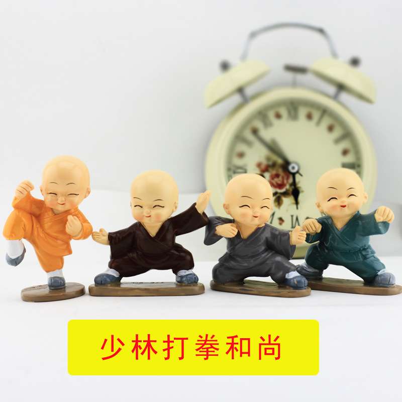 可爱少林打拳功夫和尚禅意小沙弥汽车仪表台公仔客厅卧室桌面摆件