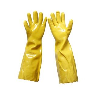 棉毛浸塑手套千禧龙加长款45CM工业耐油耐酸碱手套劳保防水