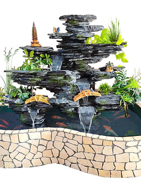 大型假山流水喷泉真石头摆件室内花园水池别墅庭院阳台水景观盆景