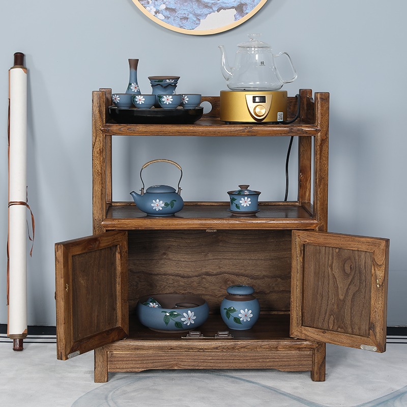 茶柜茶水柜实木客厅简约储茶柜移动小型茶桌边柜新中式茶叶置物架