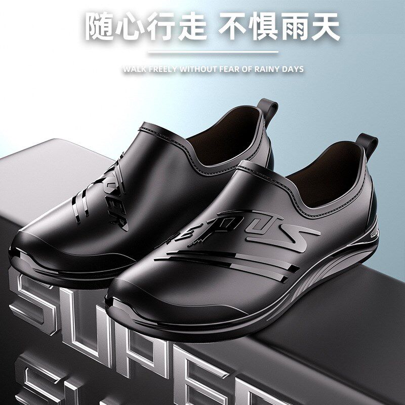 潮流雨鞋男款短筒时尚防滑防水厨师工作水靴加绒厚底工地耐磨胶鞋