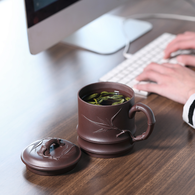 宜兴名家纯全手工紫砂杯功夫茶杯泡茶杯男士办公杯盖杯大容量茶具