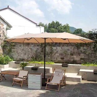 户外别墅花园庭院伞咖啡厅商用罗马伞露营中柱三头天幕遮阳伞