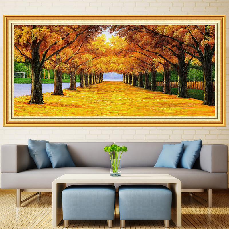 黄金满地壁画摇钱发财树墙贴大道风景金玉满堂沙发背景客厅装饰画