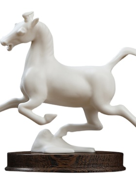 东方泥土新中式陶瓷雕塑艺术品客厅书房办公室桌面马摆件马踏飞燕