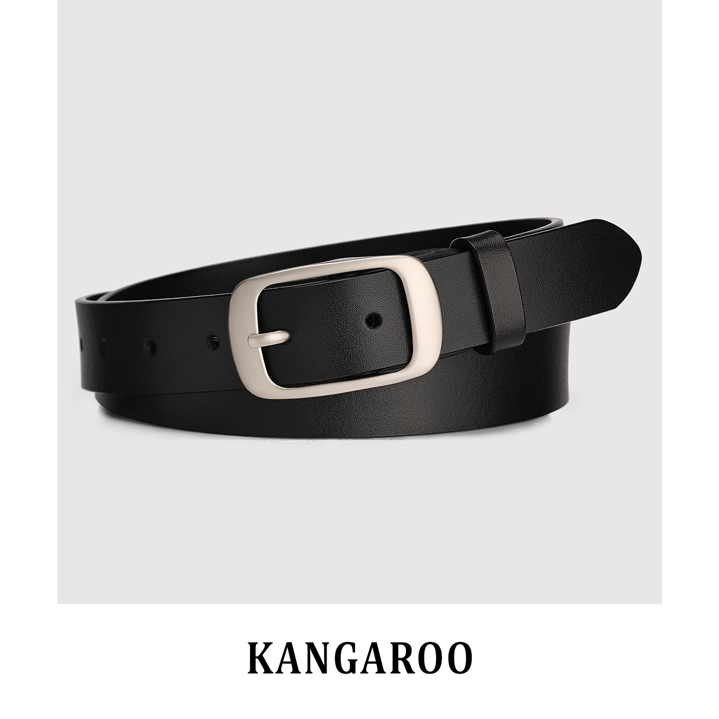 袋鼠女士针扣优质真皮裤带百搭