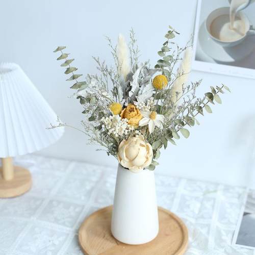 ins高级轻奢干花花束真花满天星玫瑰向日葵雏菊北欧客厅装饰摆件