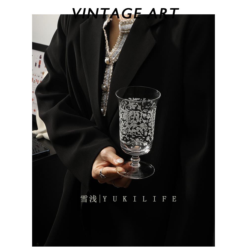 法式复古高脚水晶杯 中古VINTAGE玻璃杯酒杯杯子