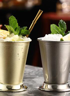 薄荷朱丽普杯金属鸡尾酒杯特调金属杯 卷边莫吉托 托Mint Julep C
