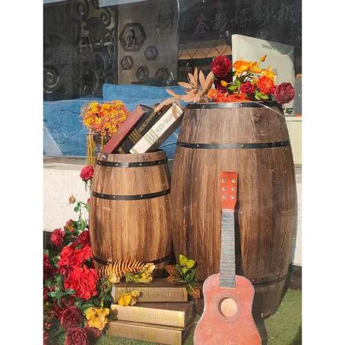 酒桶装饰橡木桶啤酒桶实木制红酒桶酒吧酒庄展会婚庆摆件道具包邮