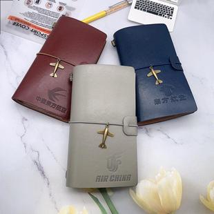 国航东航小飞机笔记本航空简约飞行记事本加厚皮质文艺复古日记本