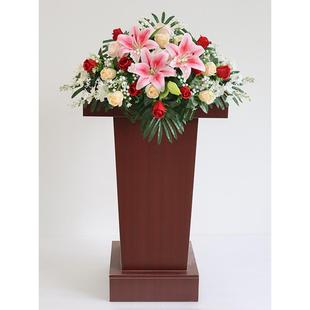 演讲台花会议桌花主持台装饰仿真花前台发言台假花摆件签到节日花