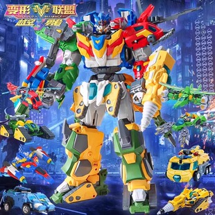 正版变形联盟越空超变战神八合体礼盒超星重装普尔达男合体机甲男