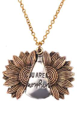 欧美花形项链合金向日葵刻字吊坠项链情侣饰品礼物