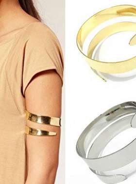 热销朋克夸张金属光面双层臂环个性臂镯手镯女欧美饰品