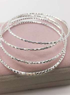 镀银手镯波西米亚2mm线圈手环满天星闭口仿银镯子手饰百搭配件