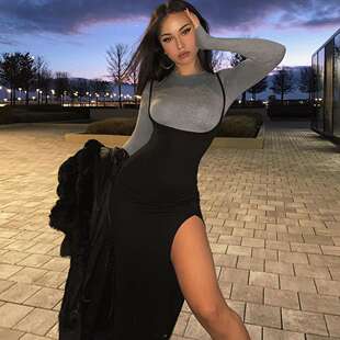 气质连衣裙女women 吊带交叉露背性感开叉修身 clothes 女装 2024款