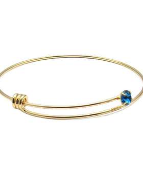 欧美钢丝线圈推拉手镯活口可伸缩调节diy手环alex镶钻手镯