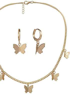 欧美饰品个性几何流苏吊坠项饰女气质单层蝴蝶时尚百搭项链