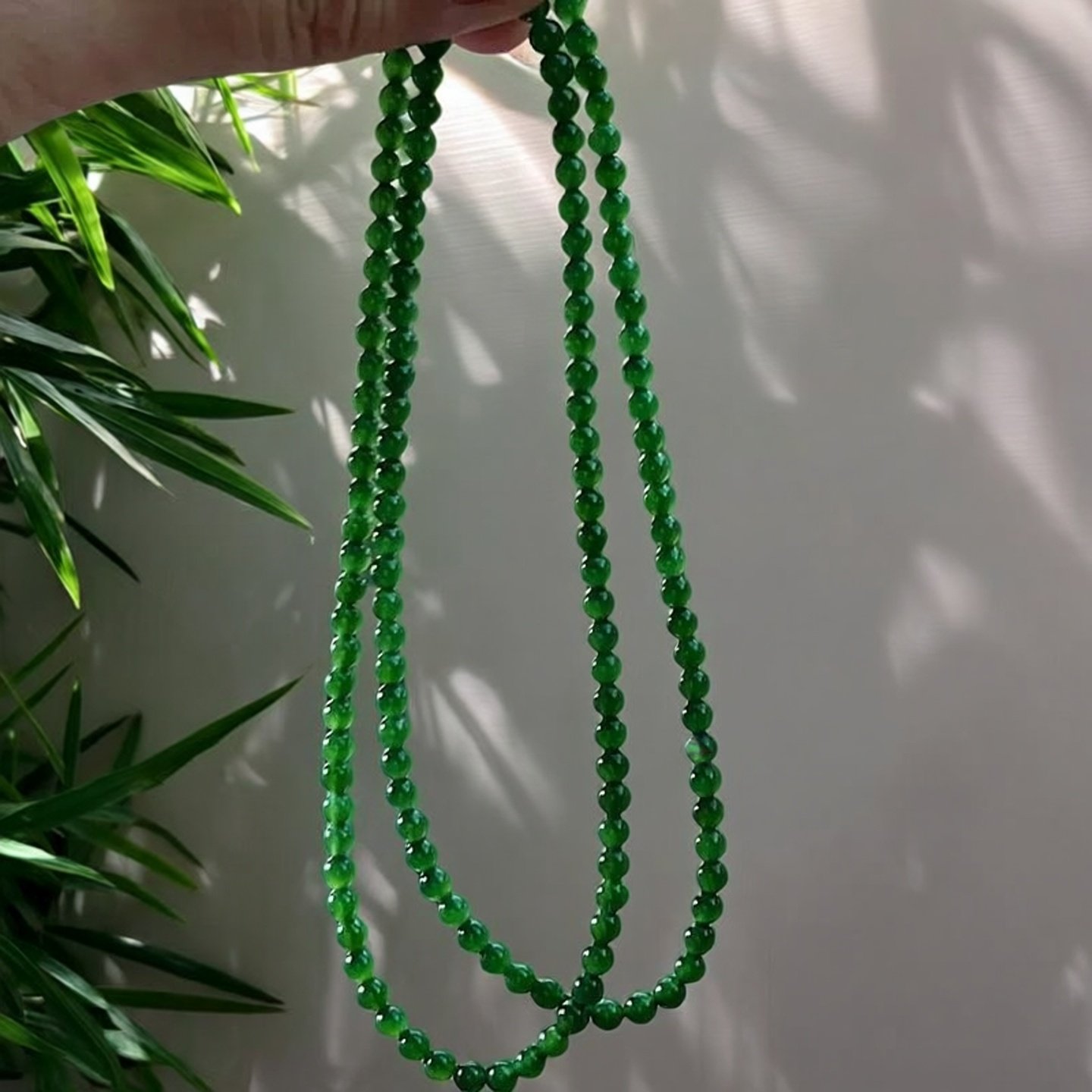 无黑点和田玉碧玉小米粒项链女款4m多圈菠菜绿手链玉石珠串锁骨链
