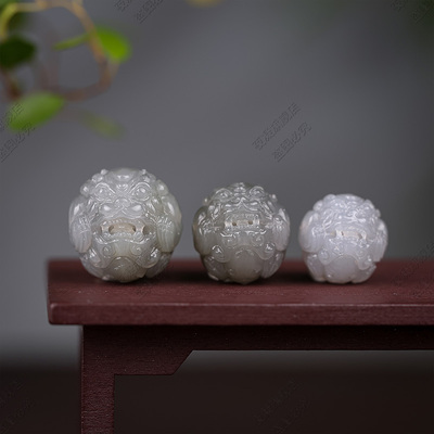 和田玉烟紫色貔貅单圆珠烟紫散珠单珠金刚菩提文玩手串链配饰隔珠