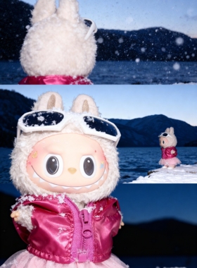 一二三代拉布布超靓冲锋衣搪胶玩偶娃衣17cmlabubu冬装换装