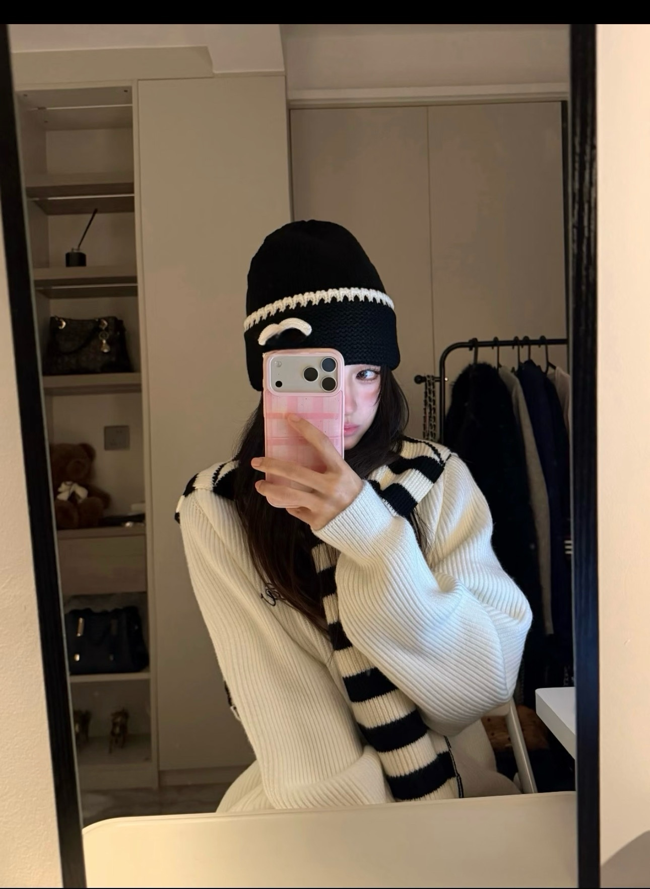 小红书热门针织帽区别市面通货/时髦单品针织帽黑色羊毛冷帽女