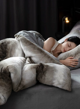 高端A类兔毛绒四件套牛奶绒冬季被套加厚吉荣床单保