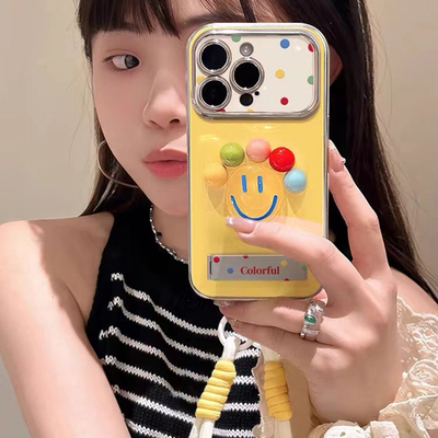 波点立体笑脸适用于vivoX300Ultra手机壳x200prox90s/x80/70女款s50/S30/s20/19/18硅胶s17/s16新视窗保护套