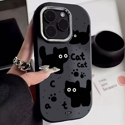 满喆泼墨黑猫适用于华为pura80pro手机壳p70/60art/50/mate70pro+60女nova14/13/10se畅享80/60pro镜框保护套