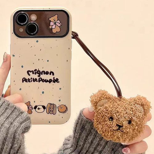 卡通毛绒小熊适用于VIVOiQOO15手机壳13/12pro/iqoo11/10PRO/9软壳NEO8女款Z10turbo9/Neo10pro+新视窗保护套