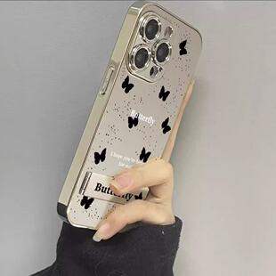 黑点蝴蝶英文适用于OPPO Reno15pro手机壳reno14/13/12/10pro+保护套Reno9/8/7se新款+软小众5K女款4SE/3玻璃