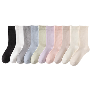 猫人袜子女春夏款中筒月子袜无骨纯棉纱线夏季白色女款堆堆长棉袜