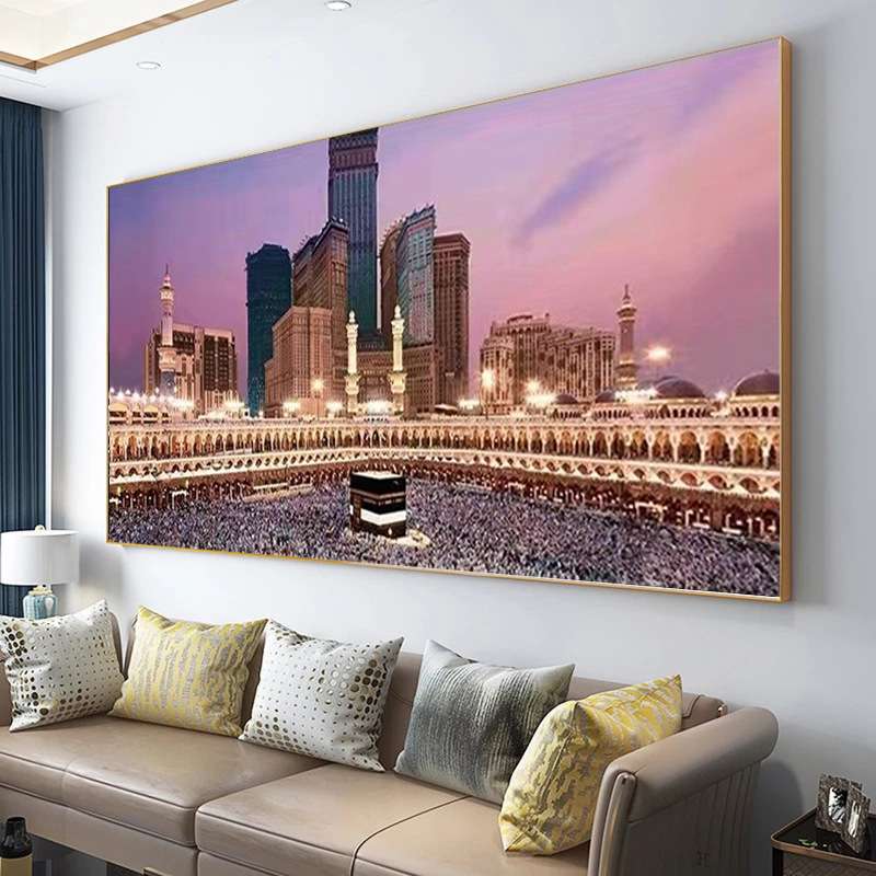 客厅沙发背景墙装饰画现代简约建筑图案卧室床头挂画横版画晶瓷画图片