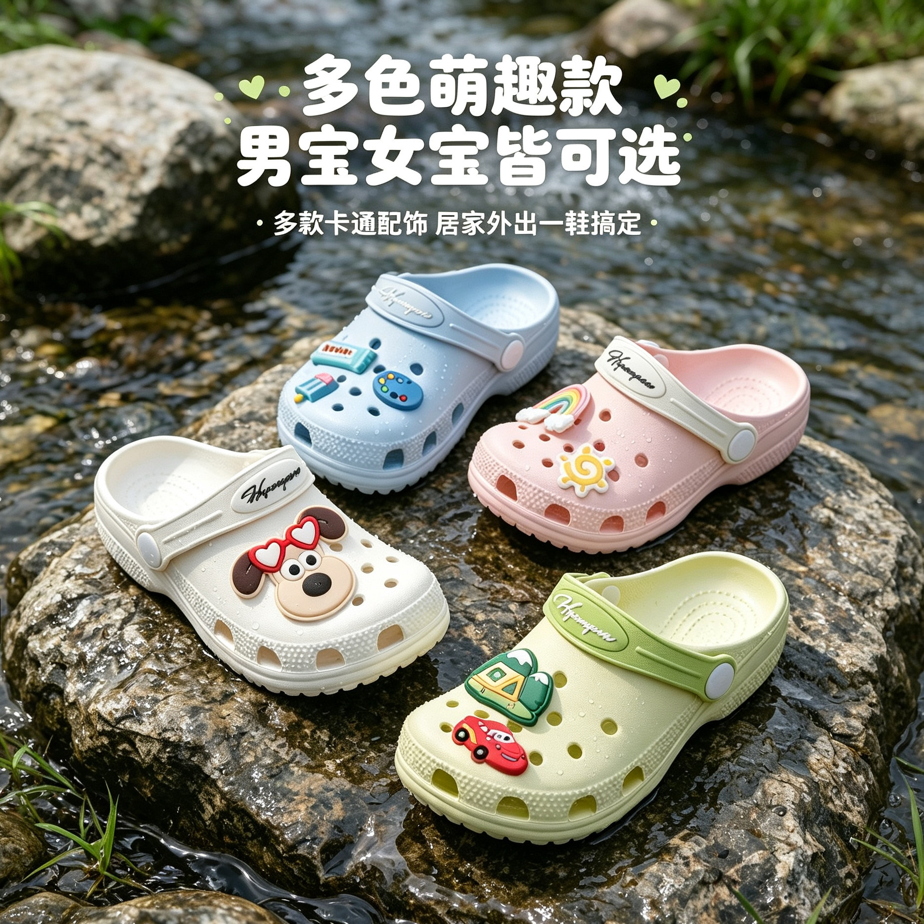 Hipompon女童防滑透气洞洞鞋图片