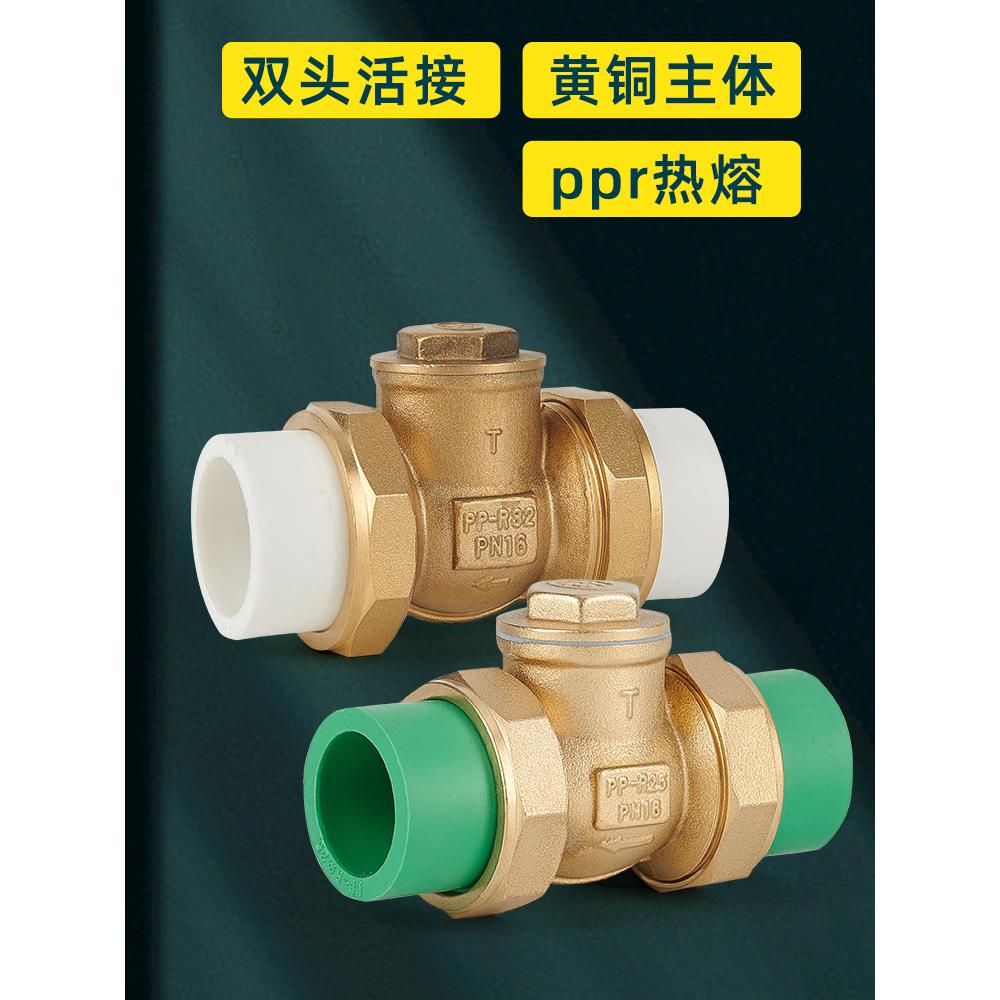 止回阀卧式热熔20PPR双活接逆止自来水管水表25单向阀32铜4分6分