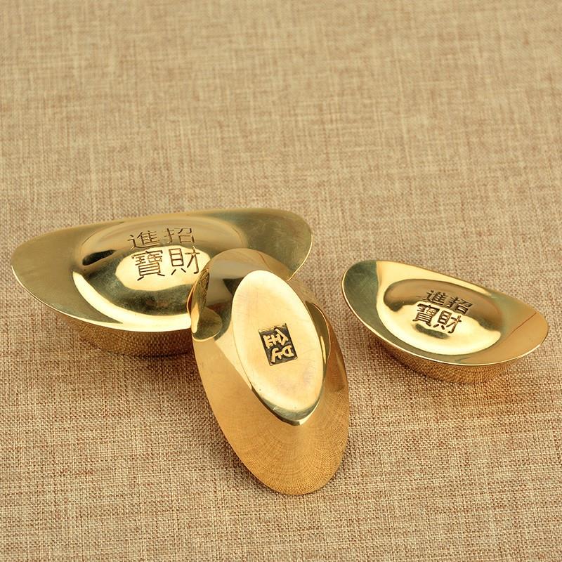 金元宝摆件纯铜实心金元宝仿真全铜黄铜招财进宝铜元宝供奉家用