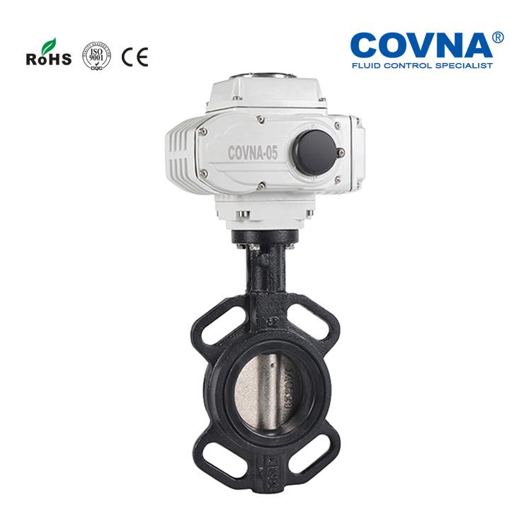 科威纳covna 电动蝶阀D971X铁板镀锌板防爆软密封水阀24V开关调节