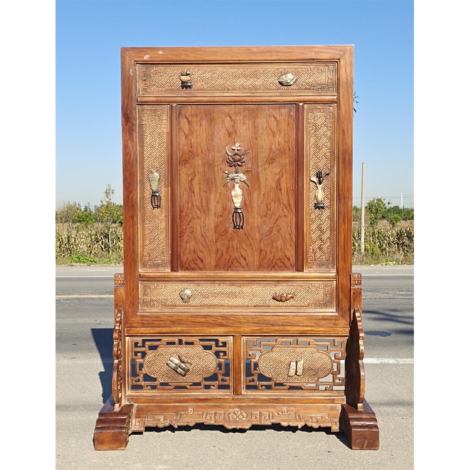 杂项收藏老花梨木老式屏风隔扇砚屏实木摆件装饰古董老物件怀旧