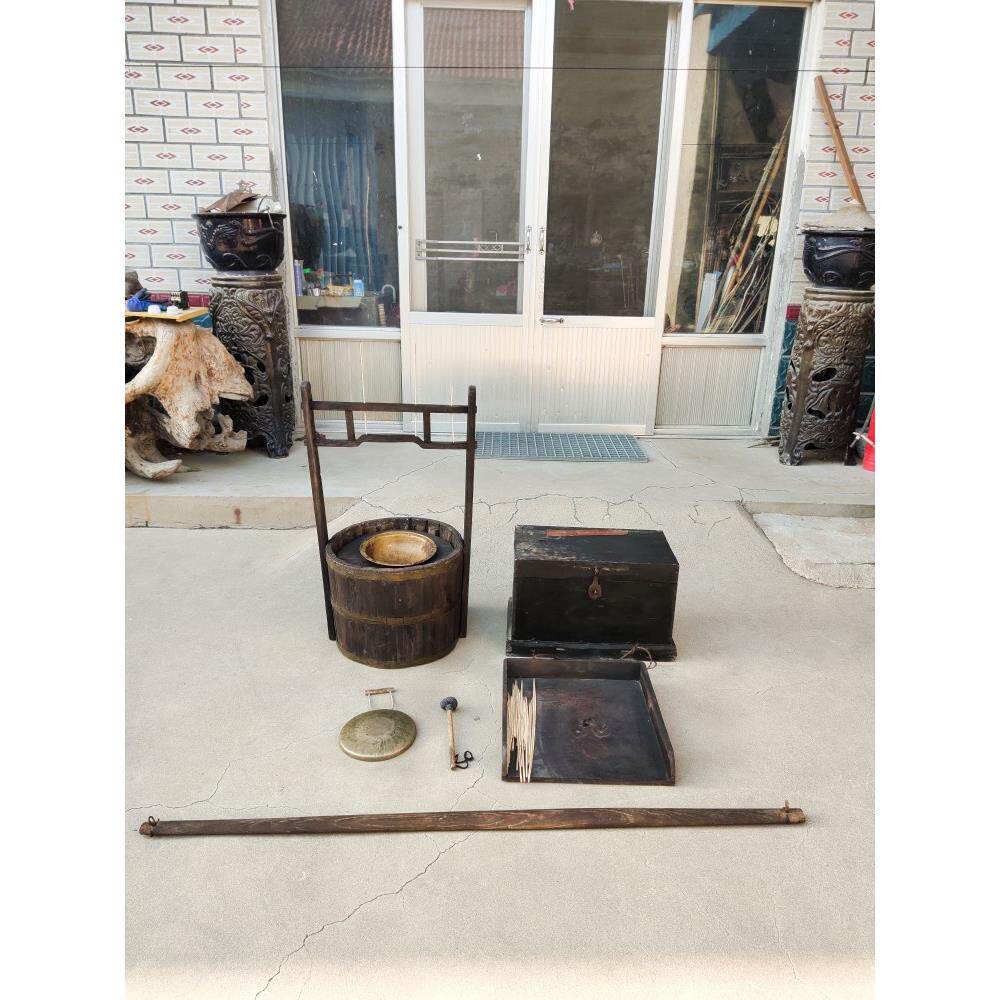 怀旧装饰老物件老式糖人挑子粘糖瓜工具走街串巷叫卖挑担仿古摆件