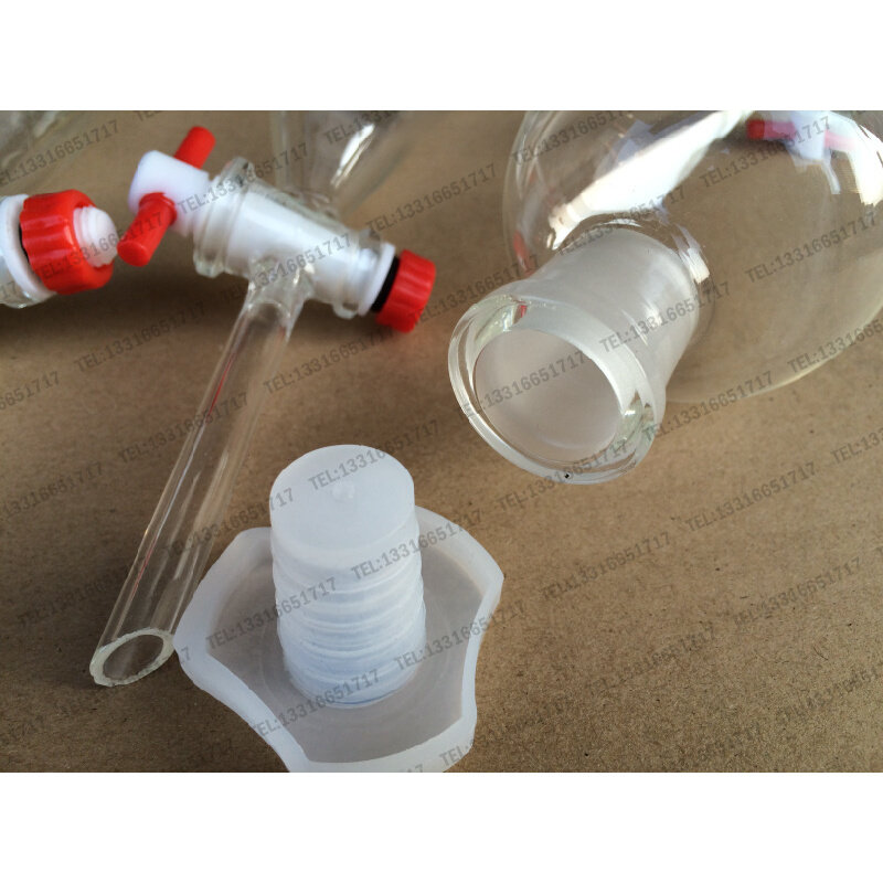 。125ml F4 PTFE 聚四氟(阀门） 梨形分液漏斗 油水分离 加厚出口