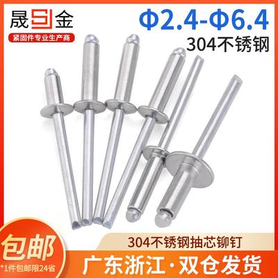 304不锈钢抽芯铆钉白钢拉铆钉柳钉大帽铆钉拉钉 2.4/3.2/4/5/6.4