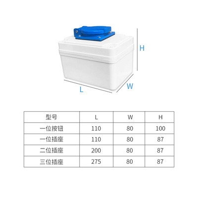 。户外防水插座盒 工业插座箱三孔五孔10-16A 威浦接线板电源配电