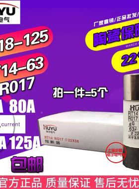 环宇RT18-125 RT14-63熔芯R017 RO17陶瓷保险丝22*58熔断器63A80A