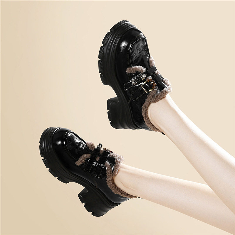 英伦风复古乐福鞋女2025新款时尚厚底增高玛丽珍小皮鞋一脚蹬单鞋,女鞋,乐福鞋（豆豆鞋）,淘宝优惠券,粉丝福利购,淘宝优惠卷